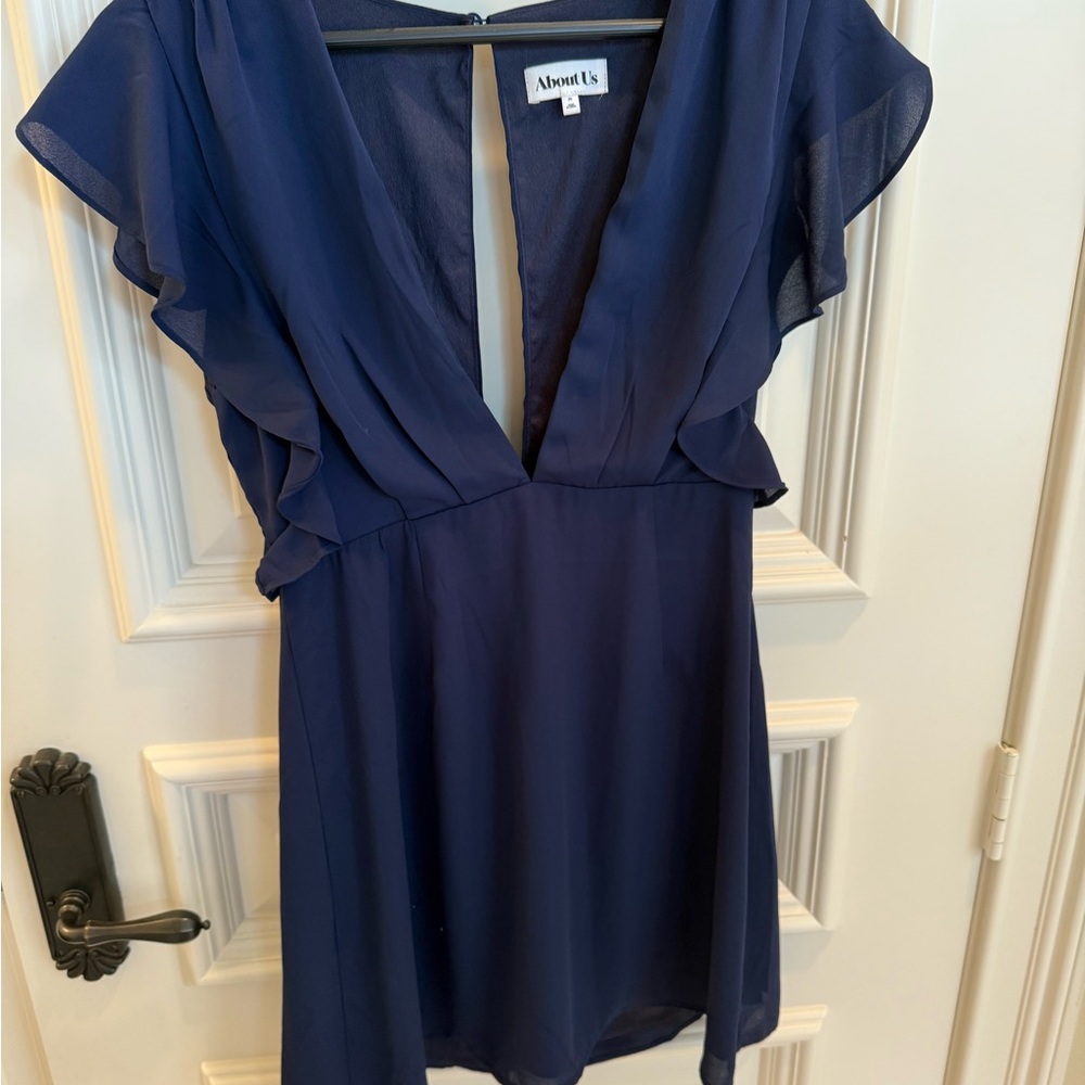 Navy Blue V-Neck Dress